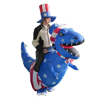 Independence Day Inflatable Costumes Blow Up 4th of July Inflatable Dinosaur Costume with Hat